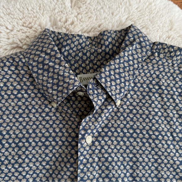 Vintage Banana Republic men’s micro floral print shirt size XL - Picture 2 of 9